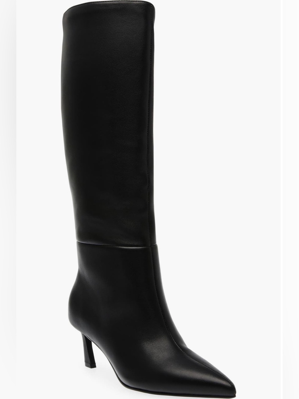 Steve Madden Black Knee-High Leather Heeled Boots